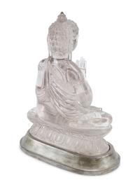 A Large Rock Crystal Seated Figure of Buddha