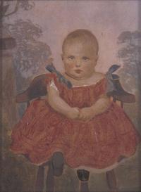 American School 19th century, Portrait Miniature of an Infant in High Chair
