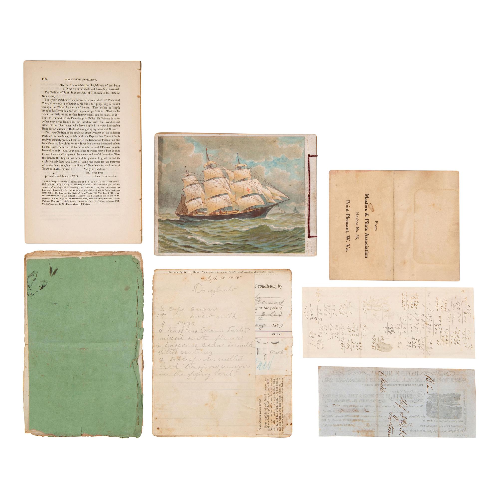 [TRANSPORTATION]. A group of 19 pamphlets and imprints associated with steamboats and railroads.