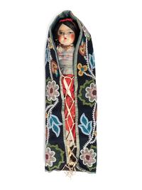 Great Lakes Beaded Toy Cradle, with Doll