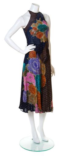 A Judy Hornby Multicolor Silk Tank and Skirt Set, Size 6.