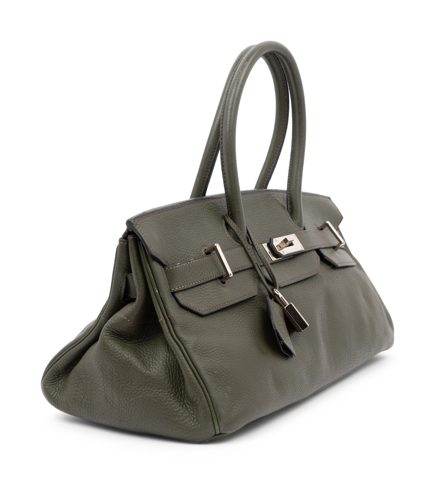Hermès Vert Olive Taurillon Clemence Sac A Main Shoulder Birkin Bag, 2005