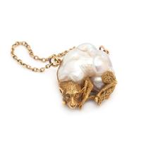 ANTIQUE, YELLOW GOLD AND BAROQUE PEARL CREATURE PENDANT