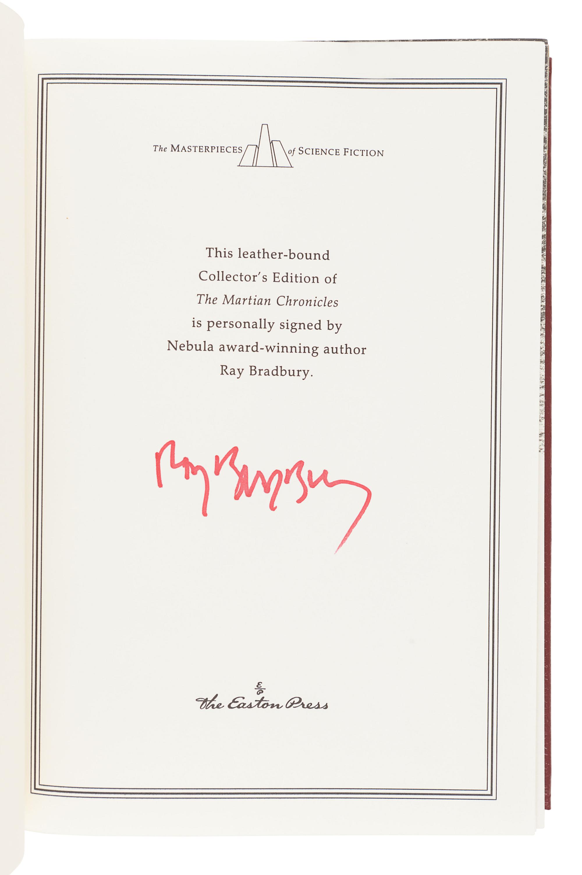 [BRADBURY, Ray (1920-2012)]. A group of 5 works SIGNED OR INSCRIBED by Bradbury, comprising: