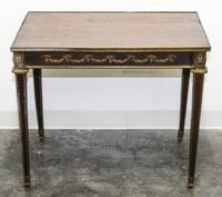 A Neoclassical Gilt Bronze Mounted Parquetry Side Table Height 25 1/2 x width 31 x depth 21 1/2 inches.