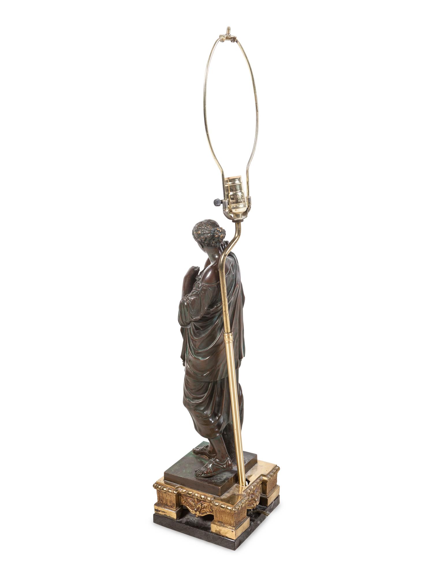 A Grand Tour Bronze Figure Mounted as a Lamp