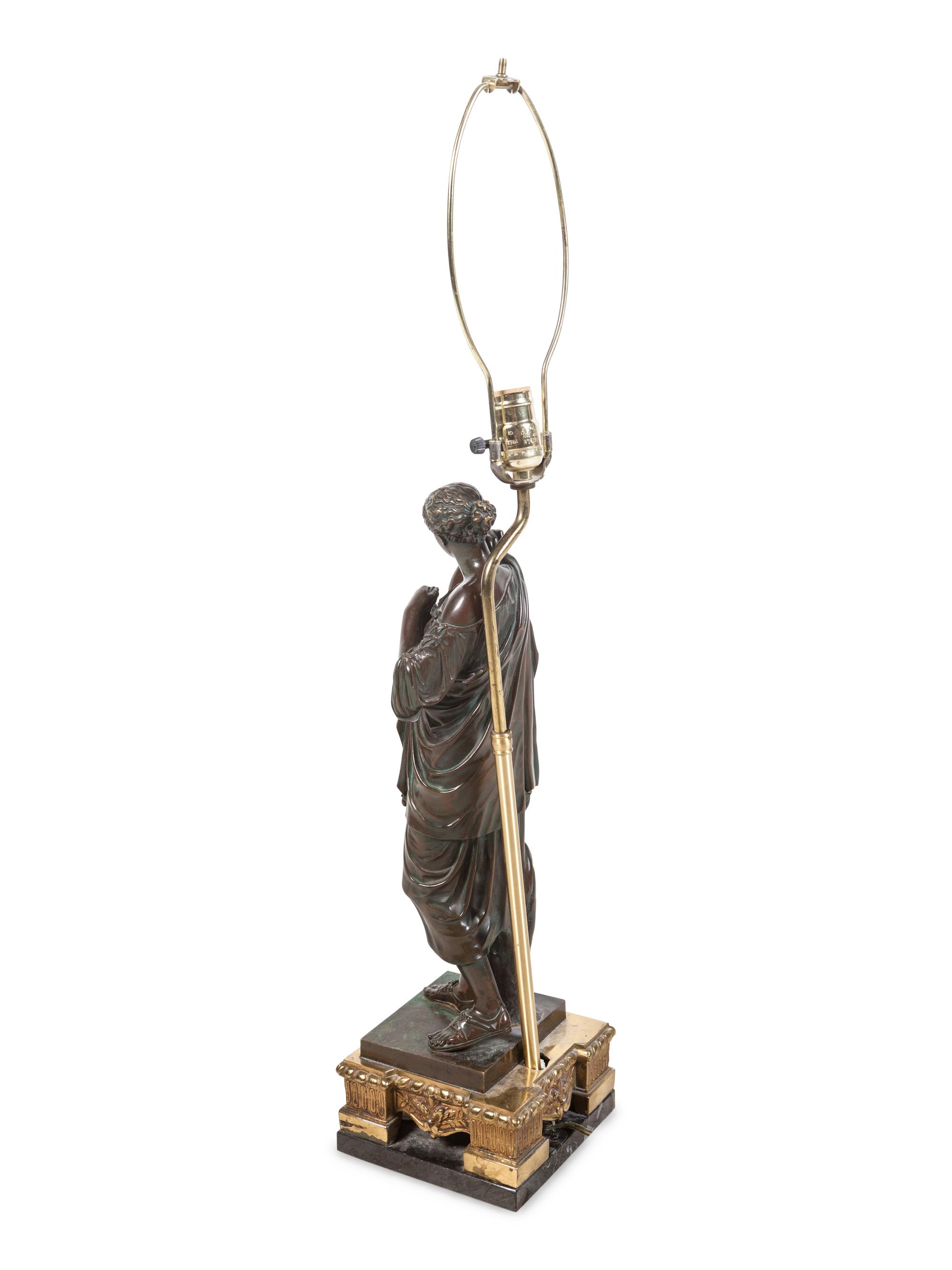 A Grand Tour Bronze Figure Mounted as a Lamp