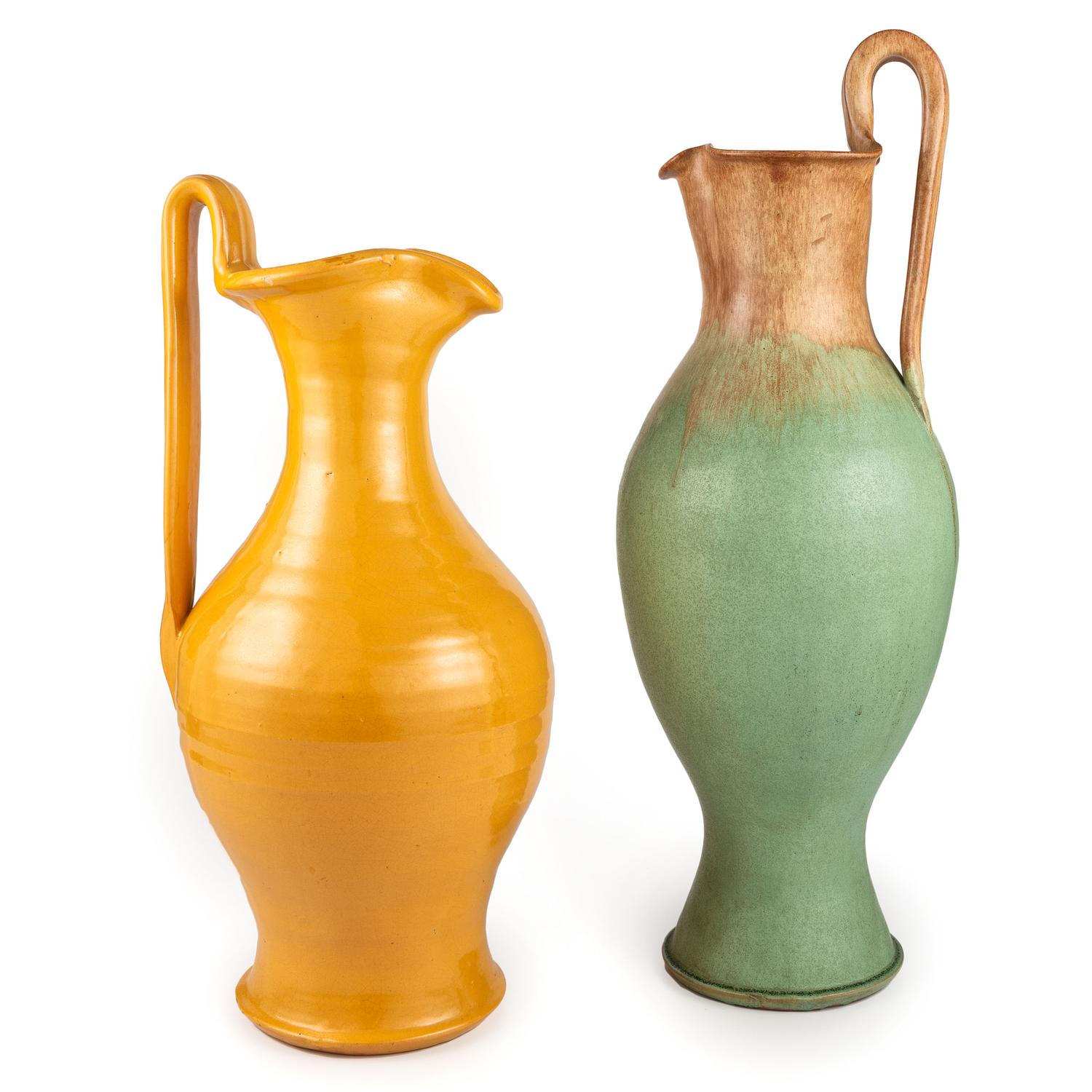 Two Large Art Pottery Ewers, Attributed to Cole Family