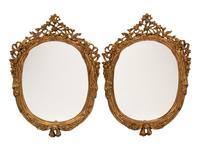 A Pair of Italian Rococo Style Gilded Mirrors