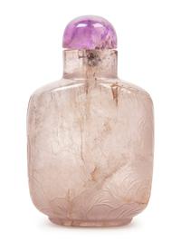 A Chinese Carved Smoky Quartz Snuff Bottle
