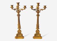 A Pair of French Gilt Bronze Four-Light Candelabra