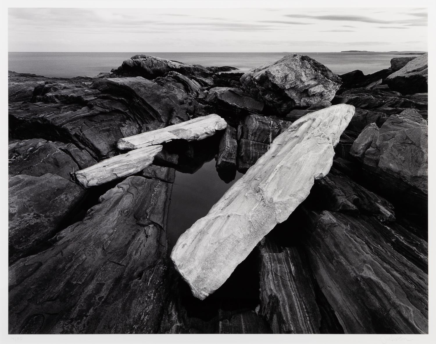 John Sexton, (American, b. 1953), Rock Shoreline, Dusk, Pemaquid Point, Maine, 1998