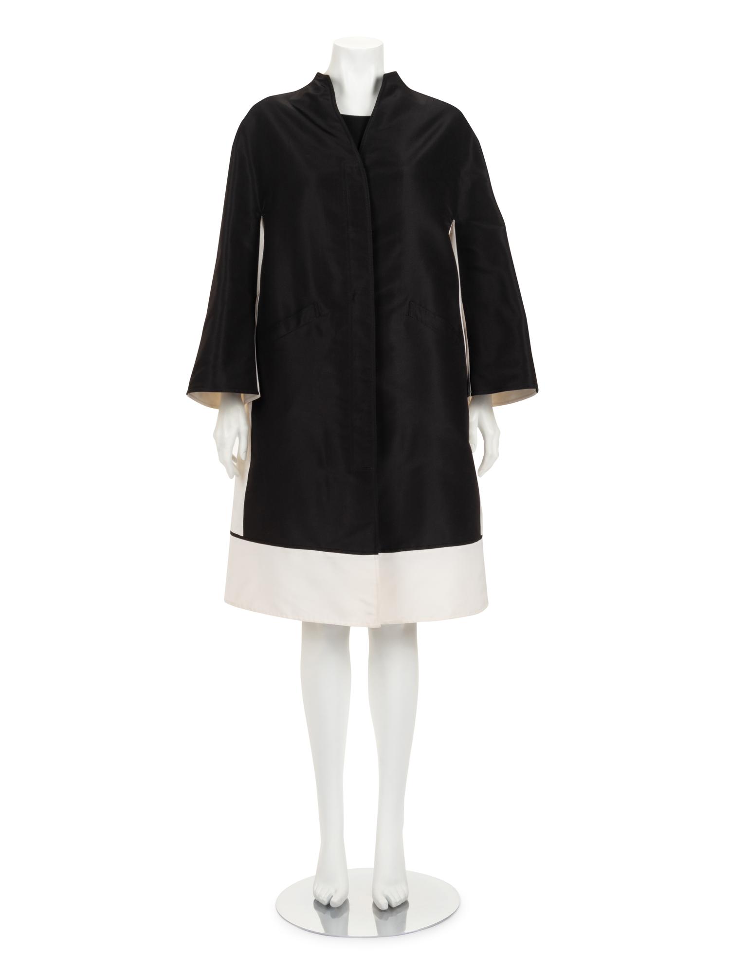 Ralph Rucci Silk Taffeta Color Block Mod Coat