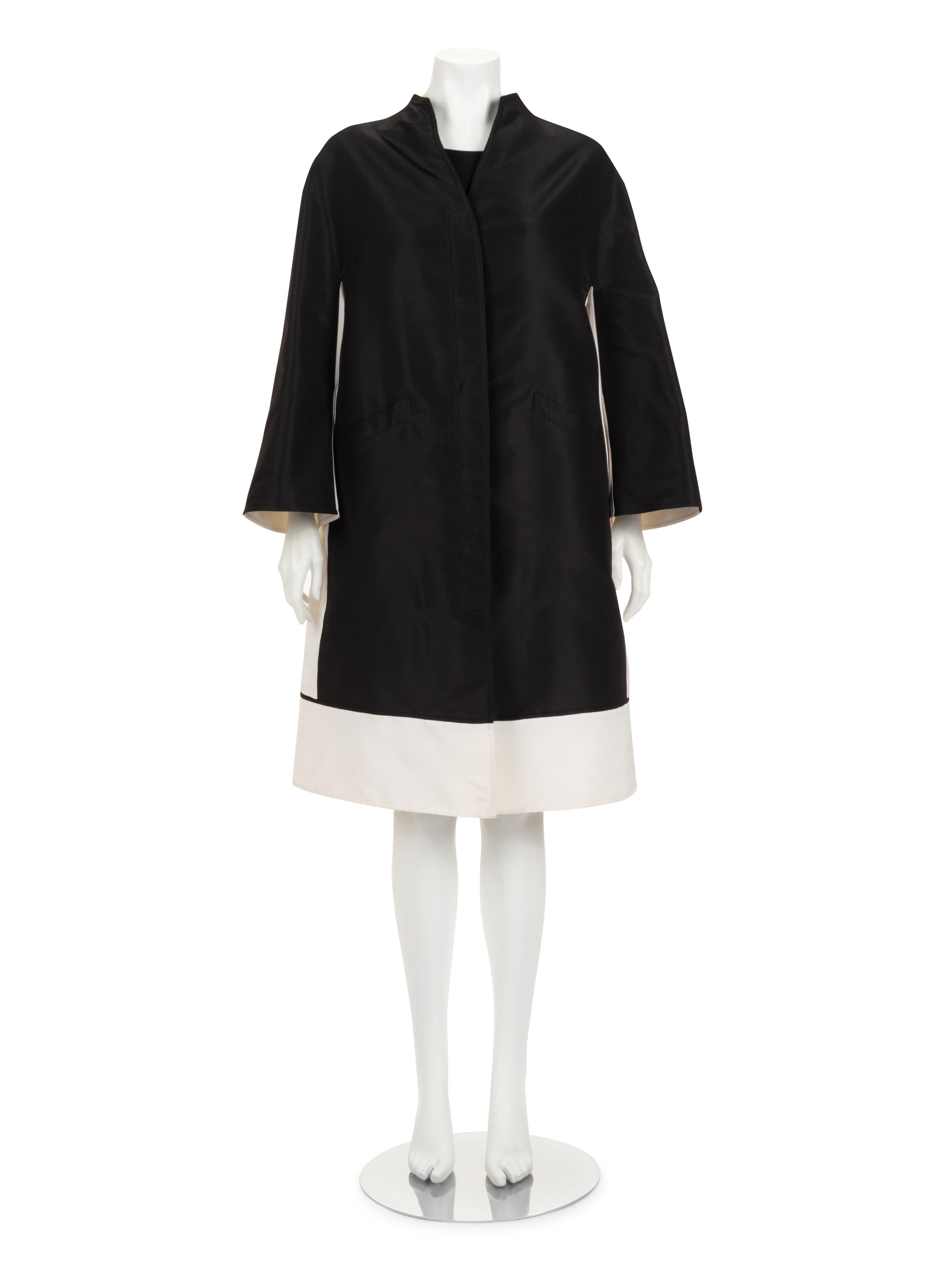 Ralph Rucci Silk Taffeta Color Block Mod Coat