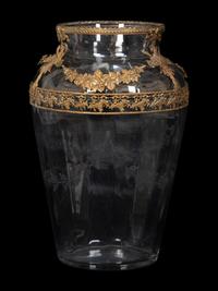 A French Gilt Bronze Mounted Etched Glass Vase