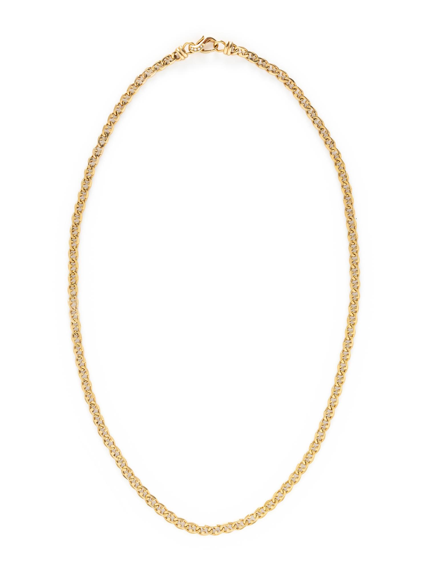 BALESTRA, YELLOW GOLD AND DIAMOND LONG CHAIN NECKLACE