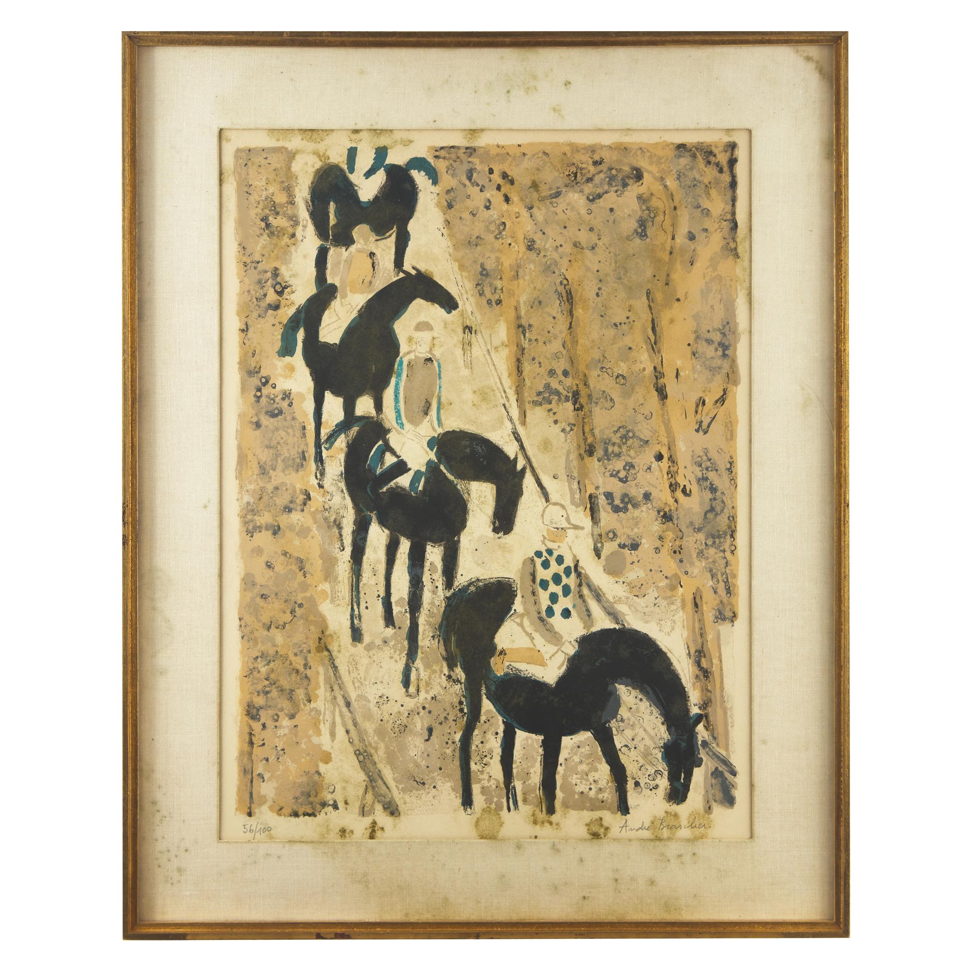 André Brasilier (French, b. 1929) — Le Maréchal Ferrant and Jockeys sur la Neige , 1963 (two works)