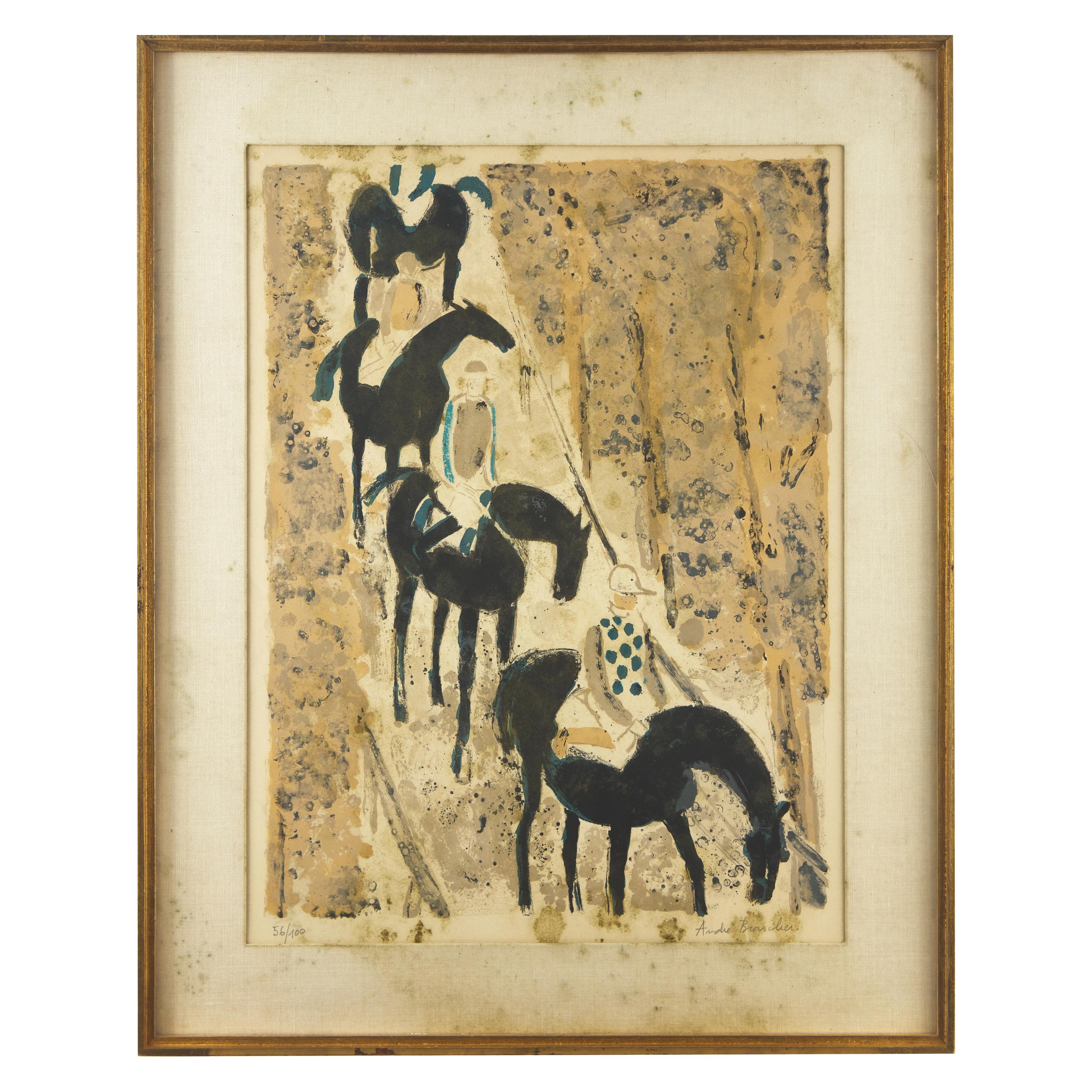 André Brasilier (French, b. 1929) — Le Maréchal Ferrant and Jockeys sur la Neige , 1963 (two works)