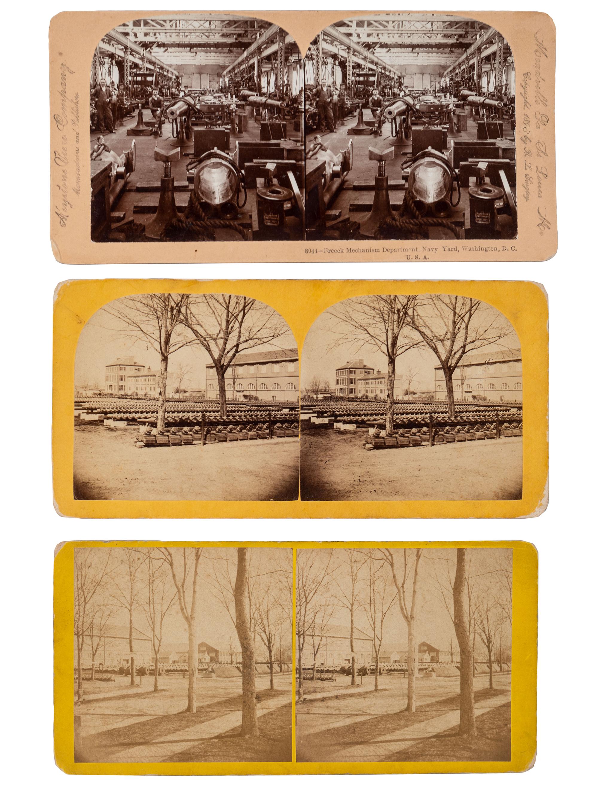[CIVIL WAR]. A group of over 50 stereoviews, highlighted by images of the Grand Review, and the US Arsenal and Navy Yard, Washington, DC, incl. cannon.