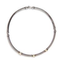 A Sterling Silver and 14 Karat Yellow Gold Cable Link Necklace, David Yurman, 46.90 dwts.