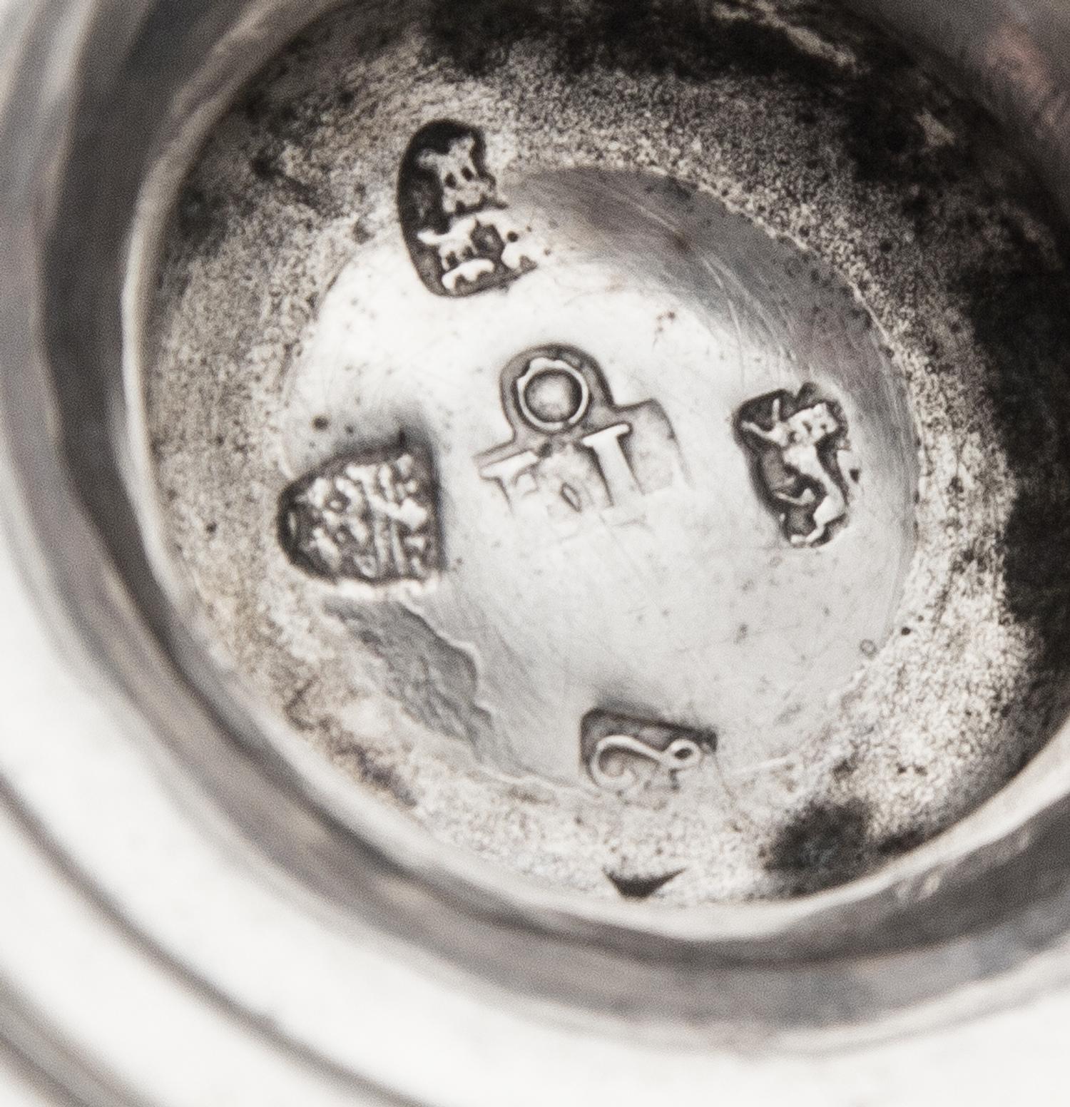 A George III Silver Twin-Handled Cup, John Langlands I, Newcastle, 1772, of baluster form with an applied waist band, having twin S-scr