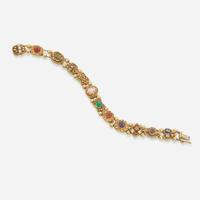 A 14K Yellow Gold Vintage Slide Charm Bracelet