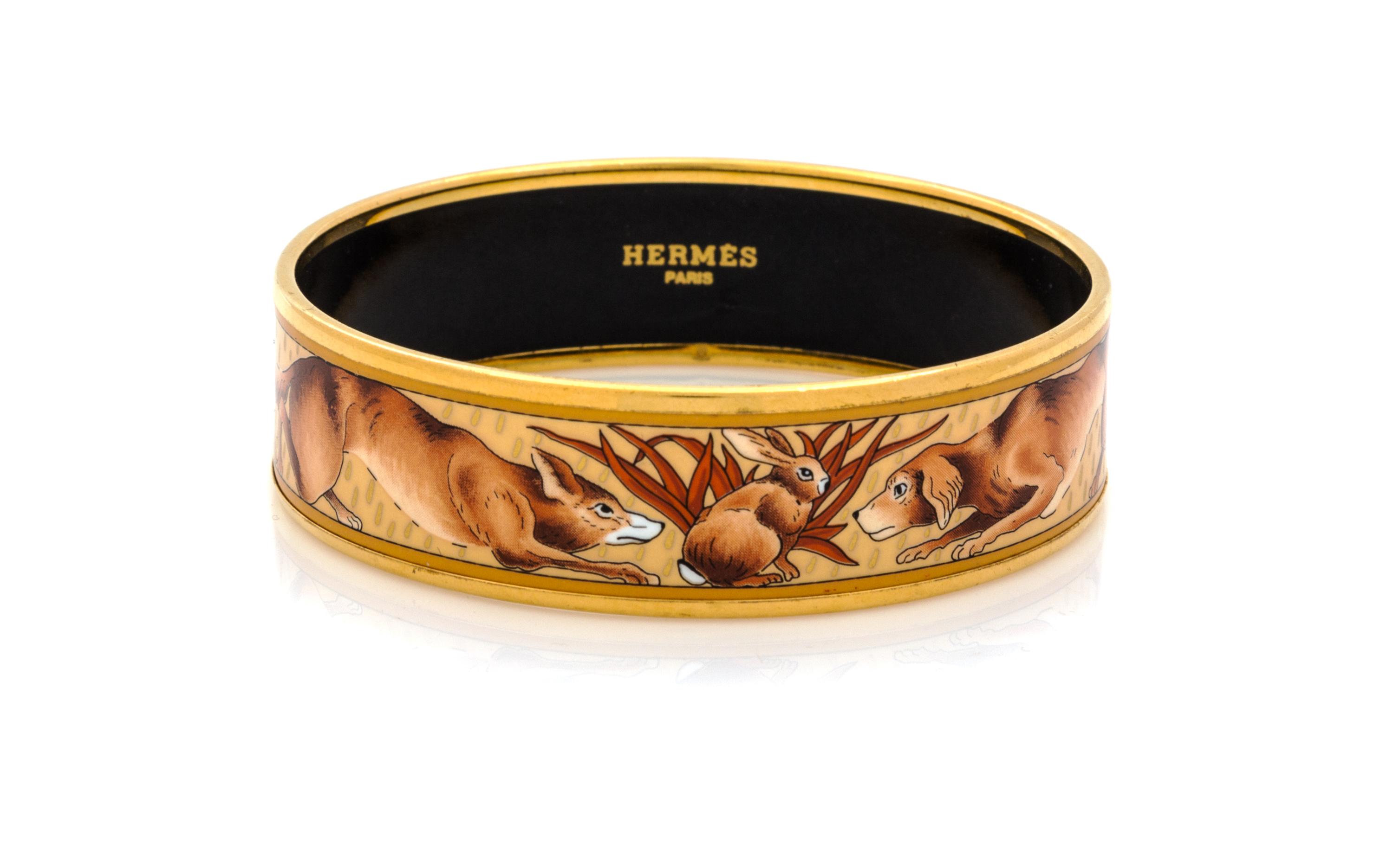 An Hermes Wide Enamel Bangle Bracelet, Circumference 9", width .75".