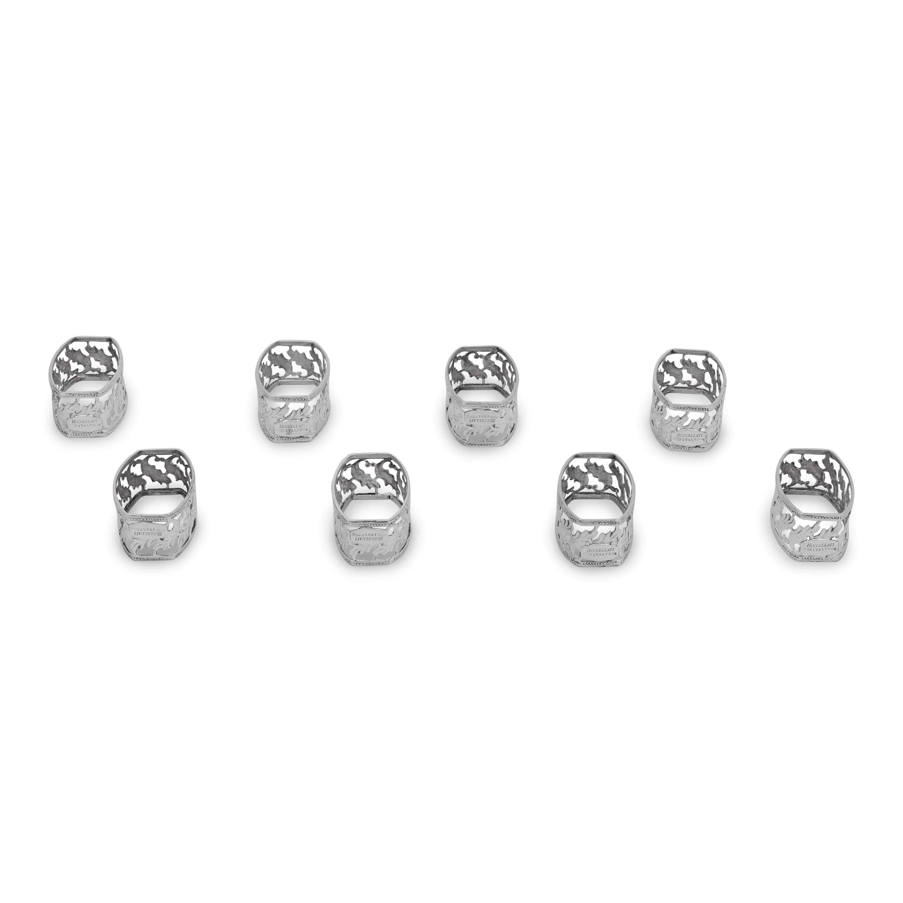 A Set of Eight Buccellati Villa Palladio Silver Napkin Rings