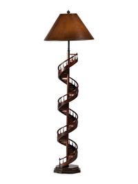 An Architectural Mahogany Staircase Floor Lamp