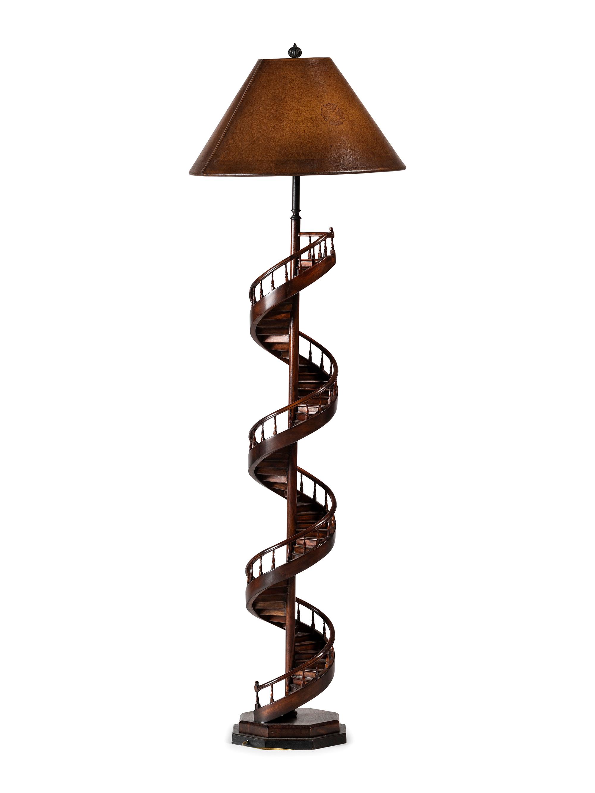 An Architectural Mahogany Staircase Floor Lamp