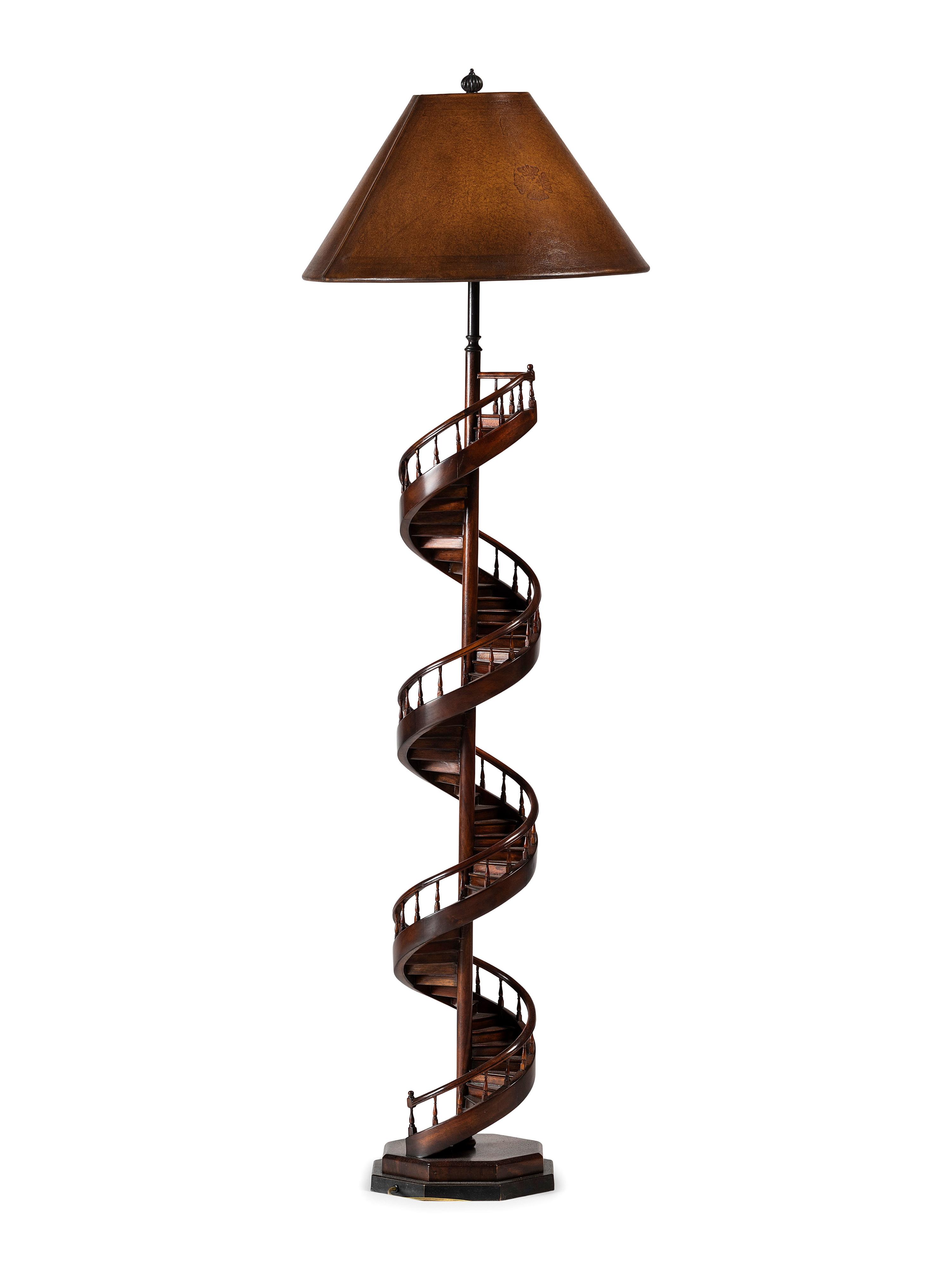 An Architectural Mahogany Staircase Floor Lamp