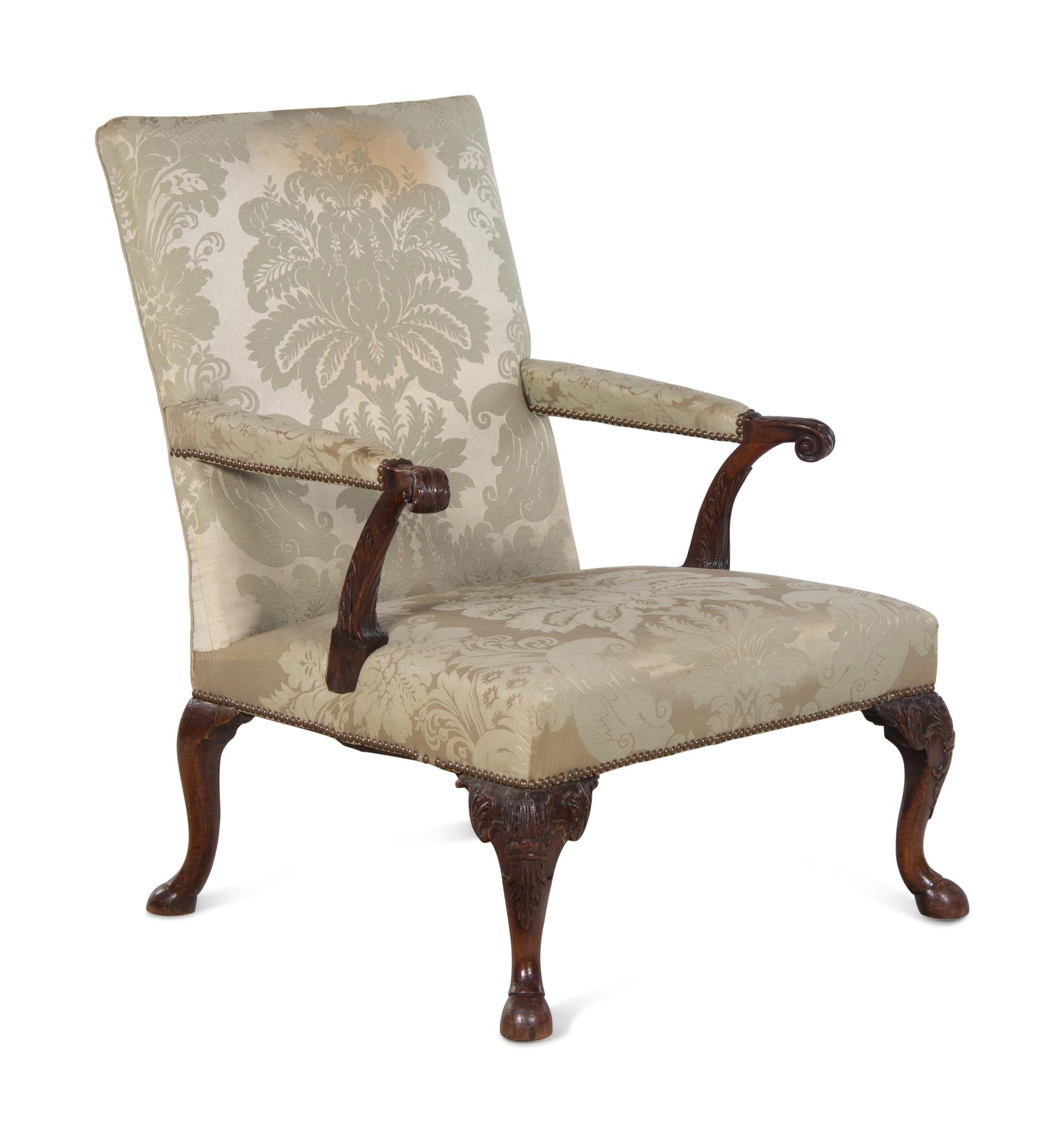 A George II Carved Mahogany Library Chair