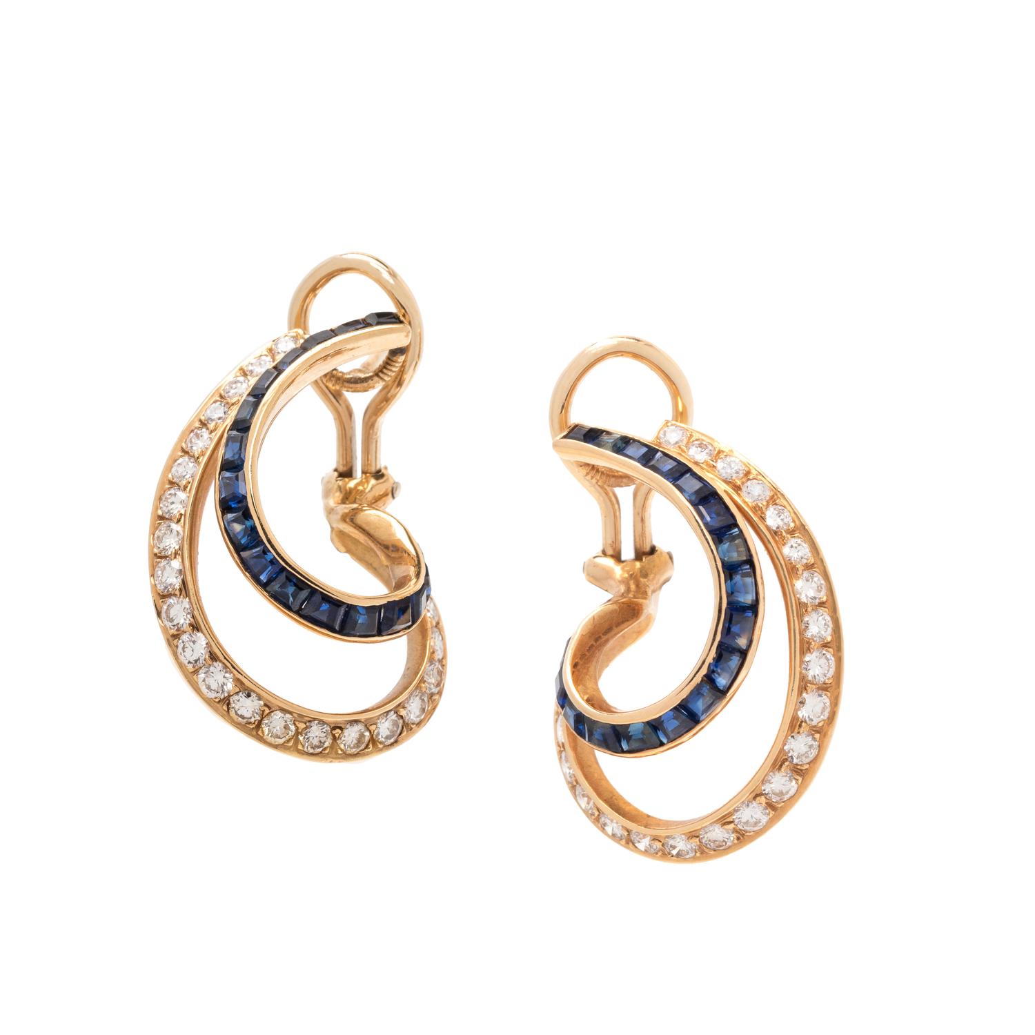 DIAMOND AND SAPPHIRE EARCLIPS
