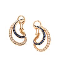 DIAMOND AND SAPPHIRE EARCLIPS