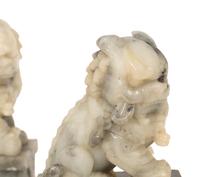 A Pair of Chinese Carved Hardstone Temple Guardians