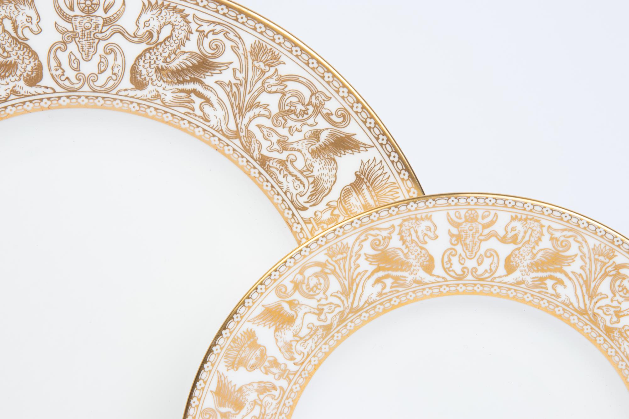 A Wedgwood Gold Florentine Porcelain Dinner Service