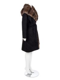 J. Mendel Black Cashmere Coat with Barguzin Sable Trim, 2000-10s,