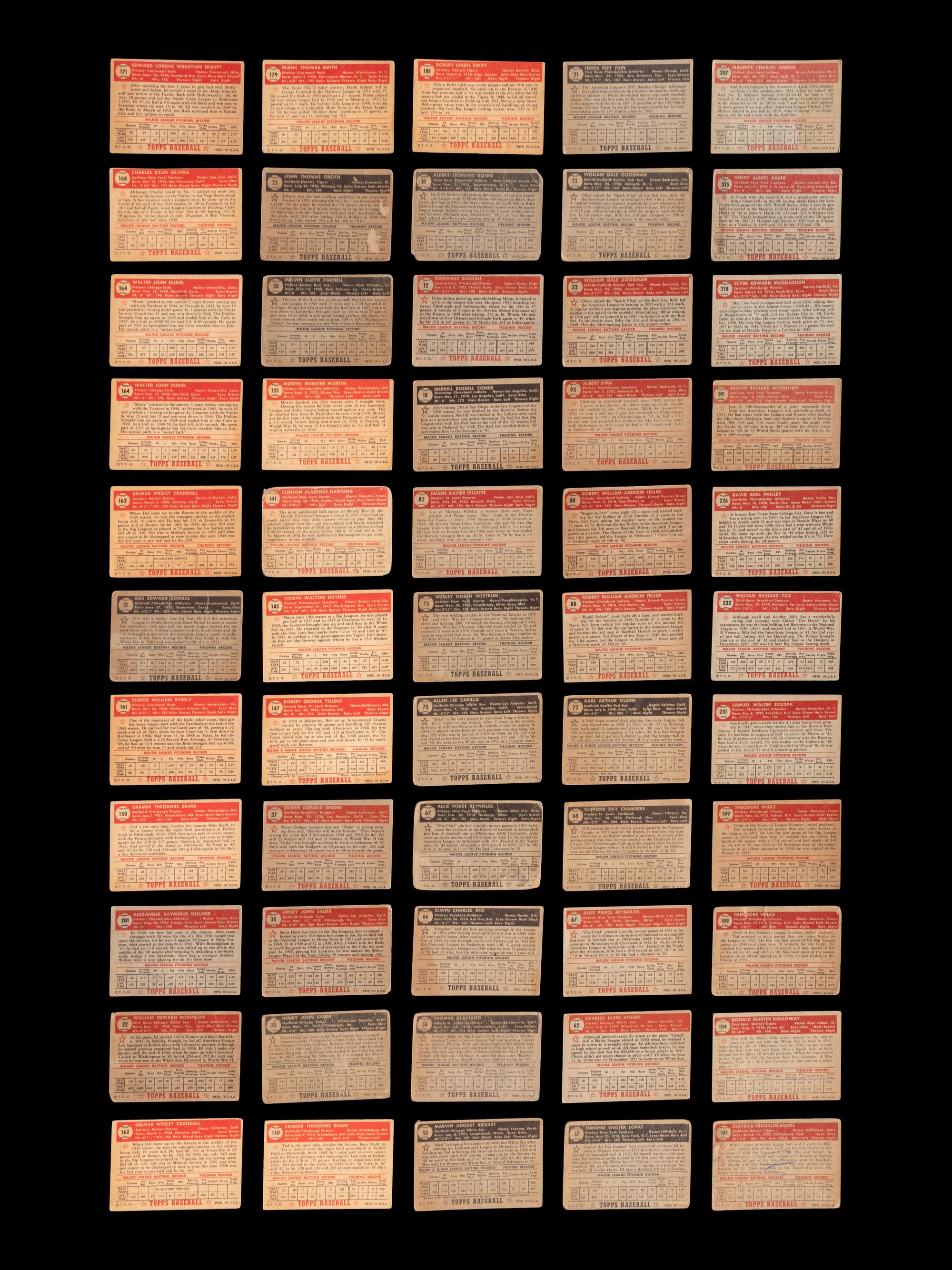 A Group of 89 Assorted 1952 Topps Baseball Cards Including Hall of Famers