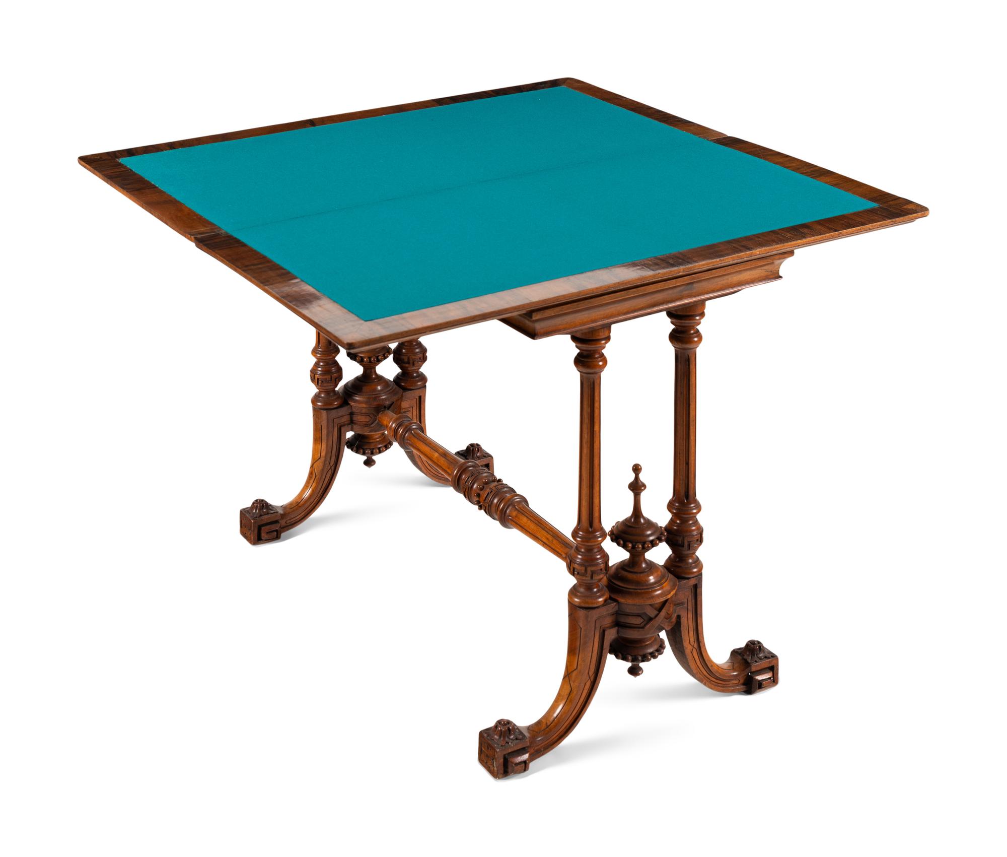A Victorian Burlwood and Inlaid Games Table