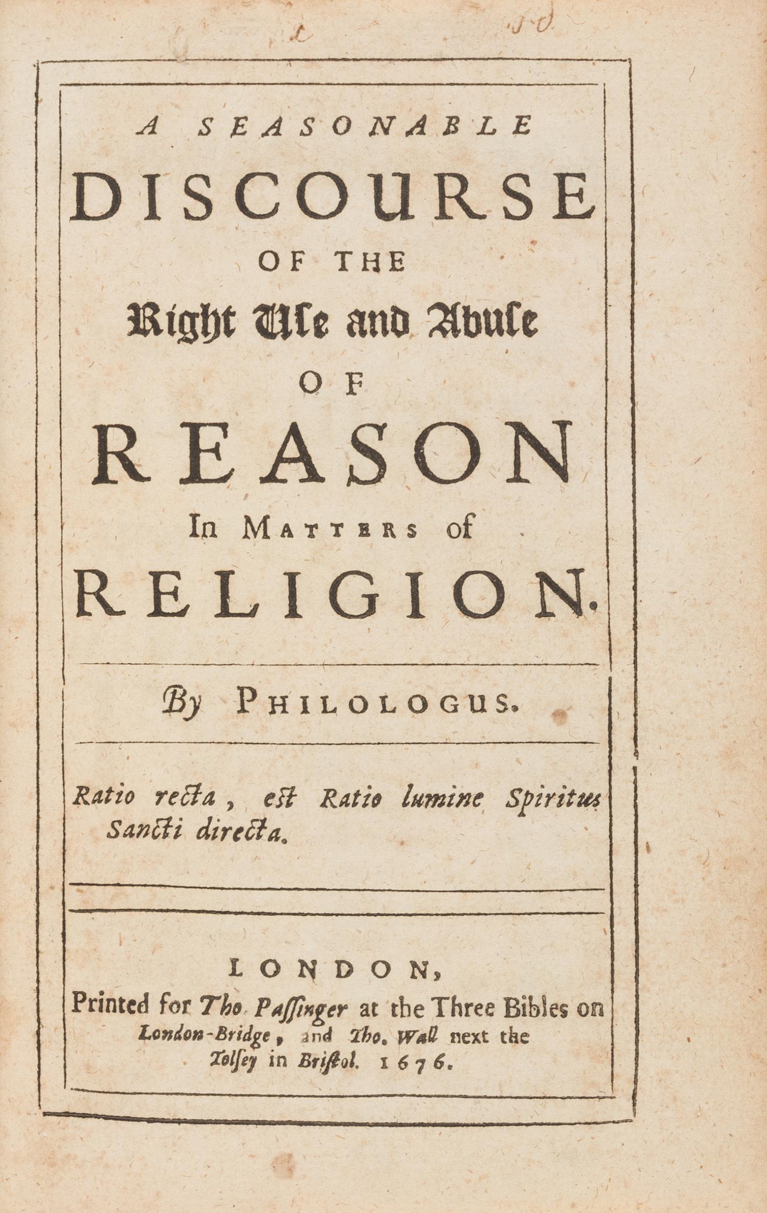 [Religion] Troughton, William. A Seasonable Discourse of the Right Use and Abuse of Reason in Matters of Religion