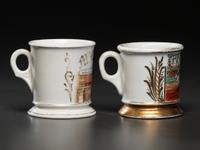 Two Grocer's Porcelain Occupational Shaving Mugs