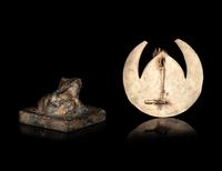 A Chinese Parcel Gilt Bronze Seal and A Tibetan Hardstone and Glass Inset Metal Brooch