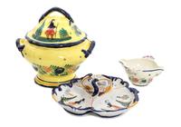 Three Pieces of Quimper Pottery Height of first 11 inches