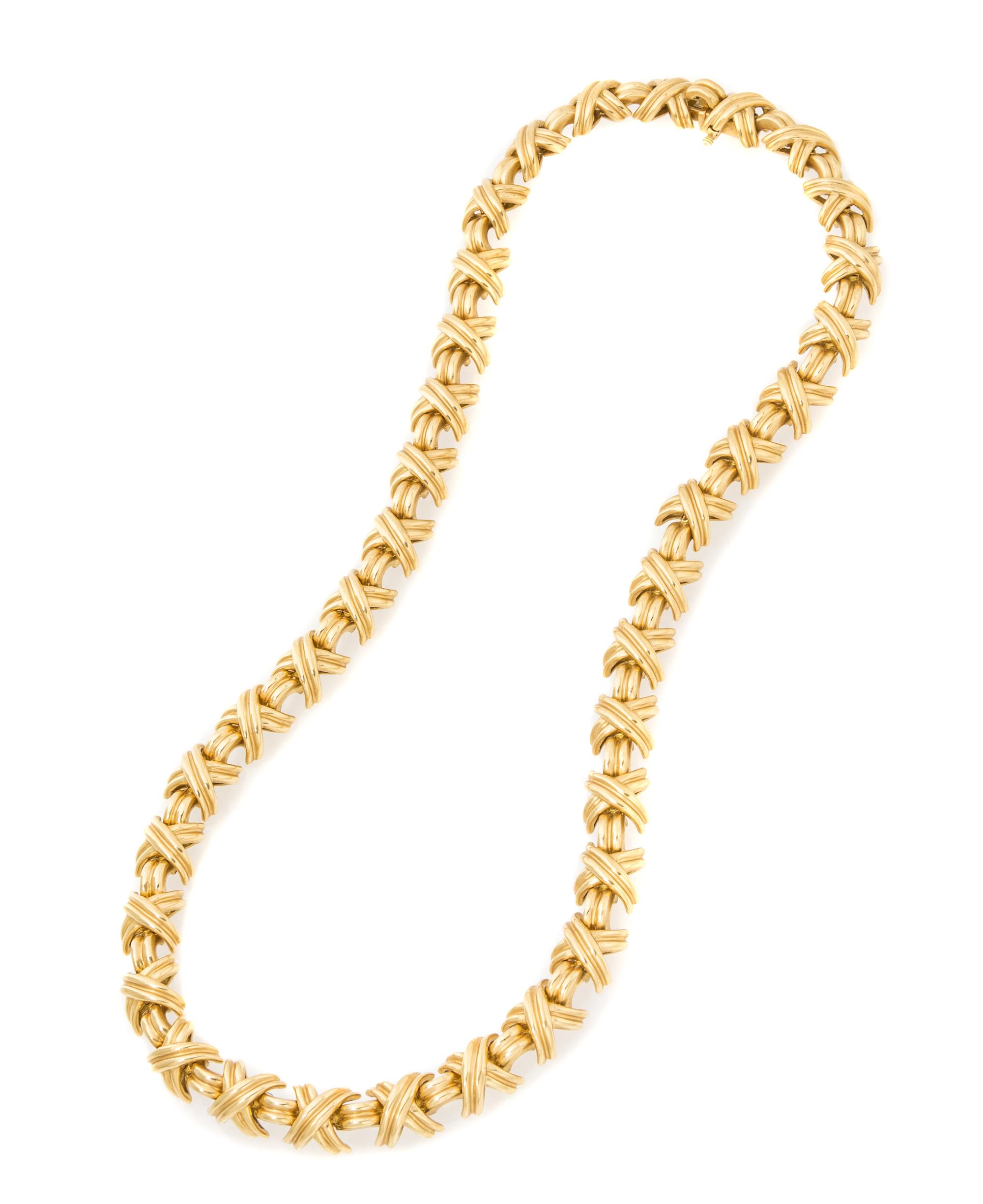 An 18 Karat Yellow Gold Criss-Cross Necklace, Tiffany & Co., 70.50 dwts.