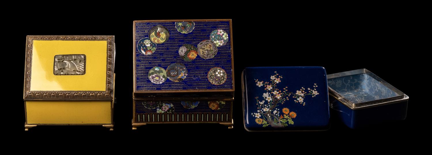 Three Japanese Cloisonné Enamel Rectangular Boxes