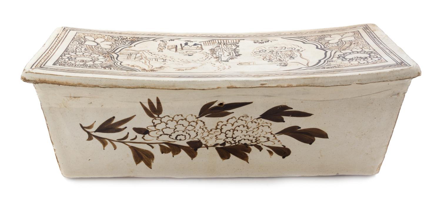 A Cizhou Stoneware Pillow Length 15 3/4 inches.