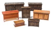 A Group of Seven Chests Width of widest 5 3/4 inches. — Various Makers
