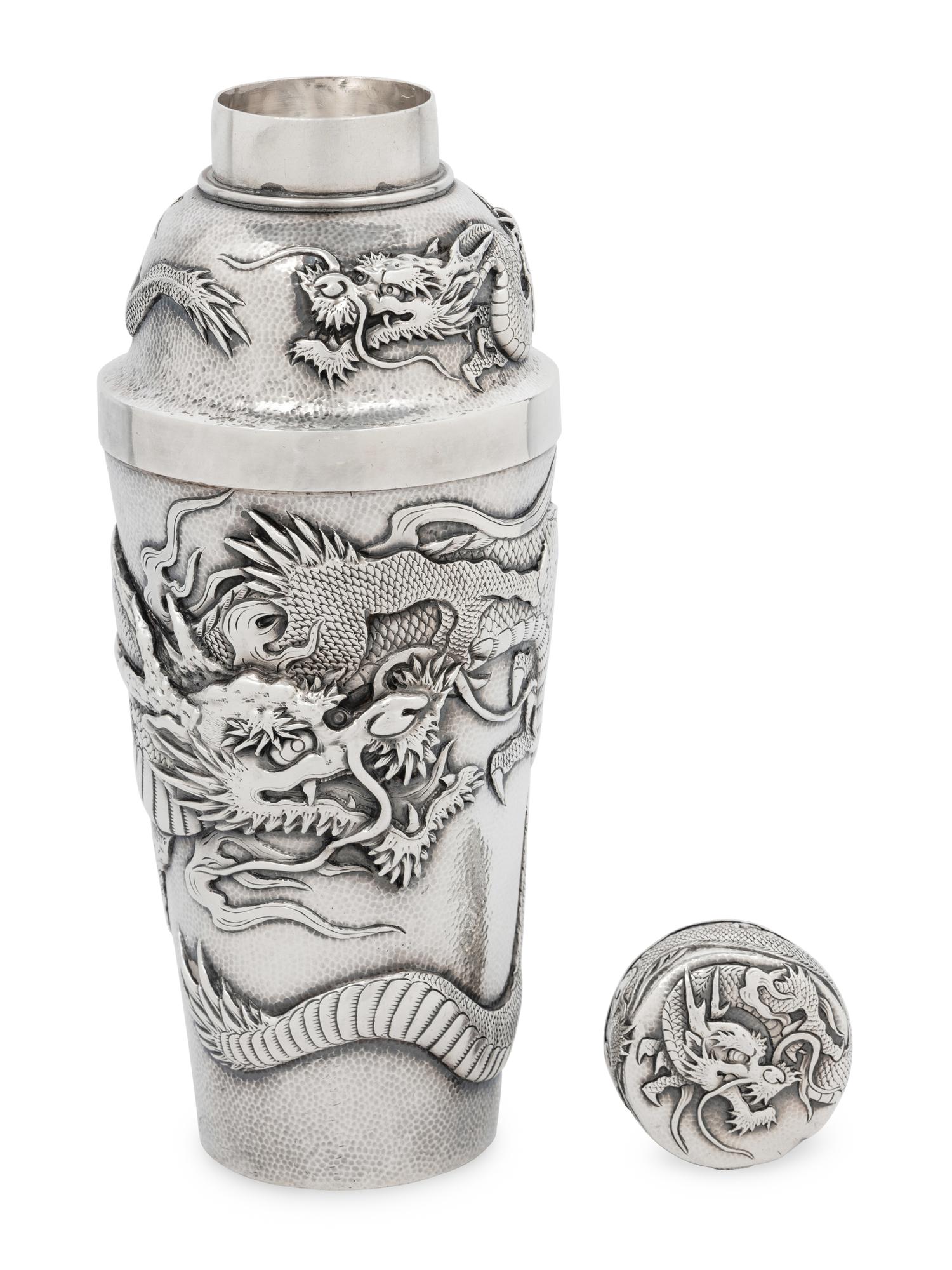 A Japanese Silver 'Dragon' Cocktail Shaker
