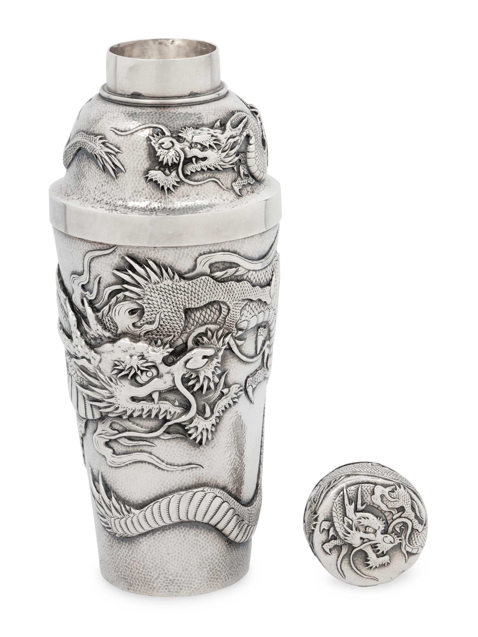 A Japanese Silver 'Dragon' Cocktail Shaker