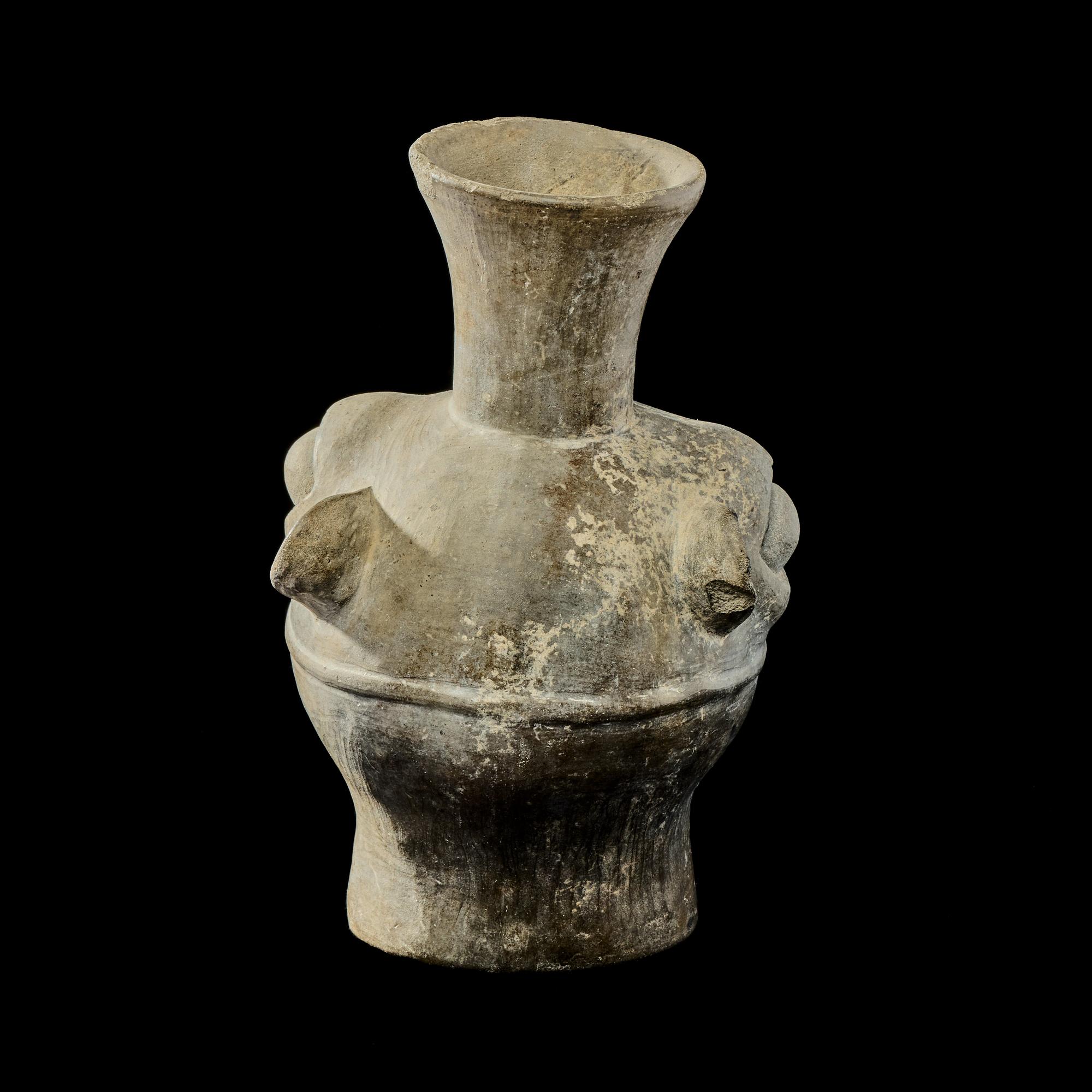 An Inca Terracotta Llama Head Vessel